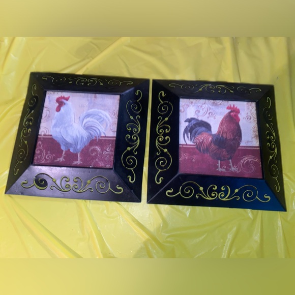 “New View” Vintage Rooster 🐓 Wall Hanging Plaque Designer - 2 Art Frames, Decor - Picture 4 of 16